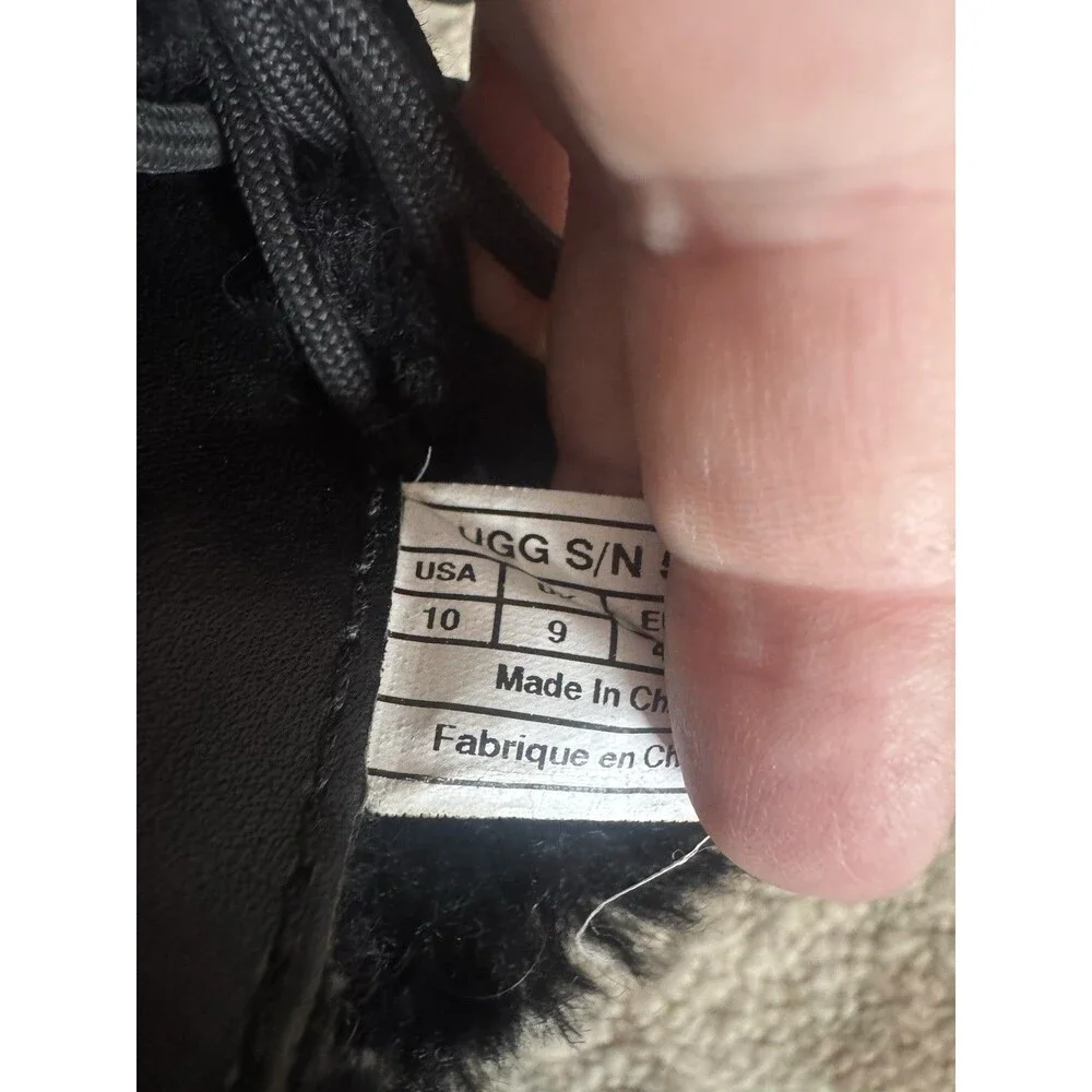 UGG Butte Sheepskin Vibran Lace Up Boots Winter Mens Size10 Black Leather Chukka - Picture 10 of 12